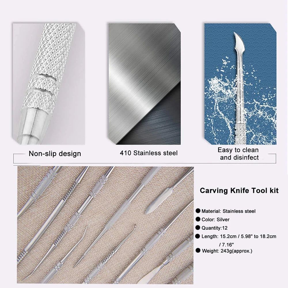 12 Pieces/Set of Wax Carving Tools Jewelry Making Tools Wax Carving Knife Dental Tools