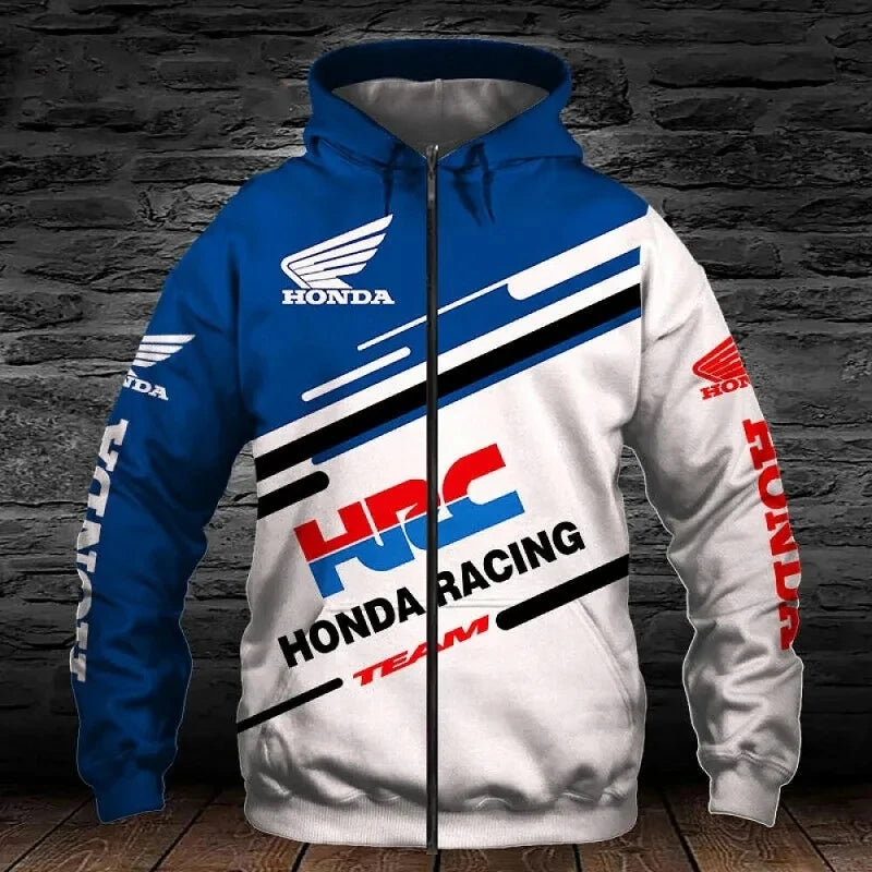 2026 New Fashionable Honda Logo Spring and Autumn Coat 3D Printed Trendy Casual Street Men's Loose Zipper Hoodie Fashion Hoodie