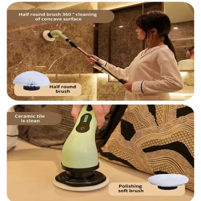 9-in-1 Electric Cleaning Brush Electric Spin Cleaning Scrubber Electric Cleaning Tools Parlour Kitchen Bathroom Cleaning Gadgets
