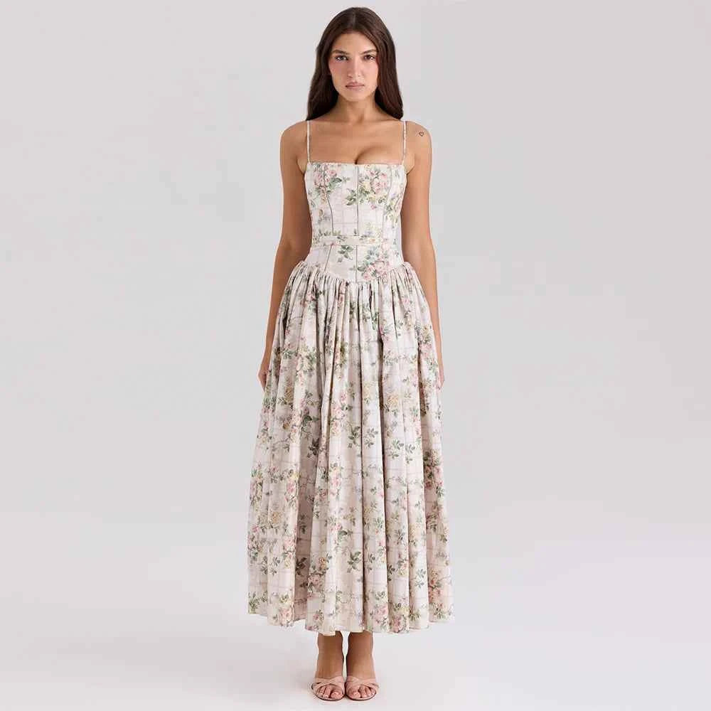 Suninheart Summer Clothes for Women Midi Elegant Dress 2025 New Arrivals White Floral Print Holiday Dress