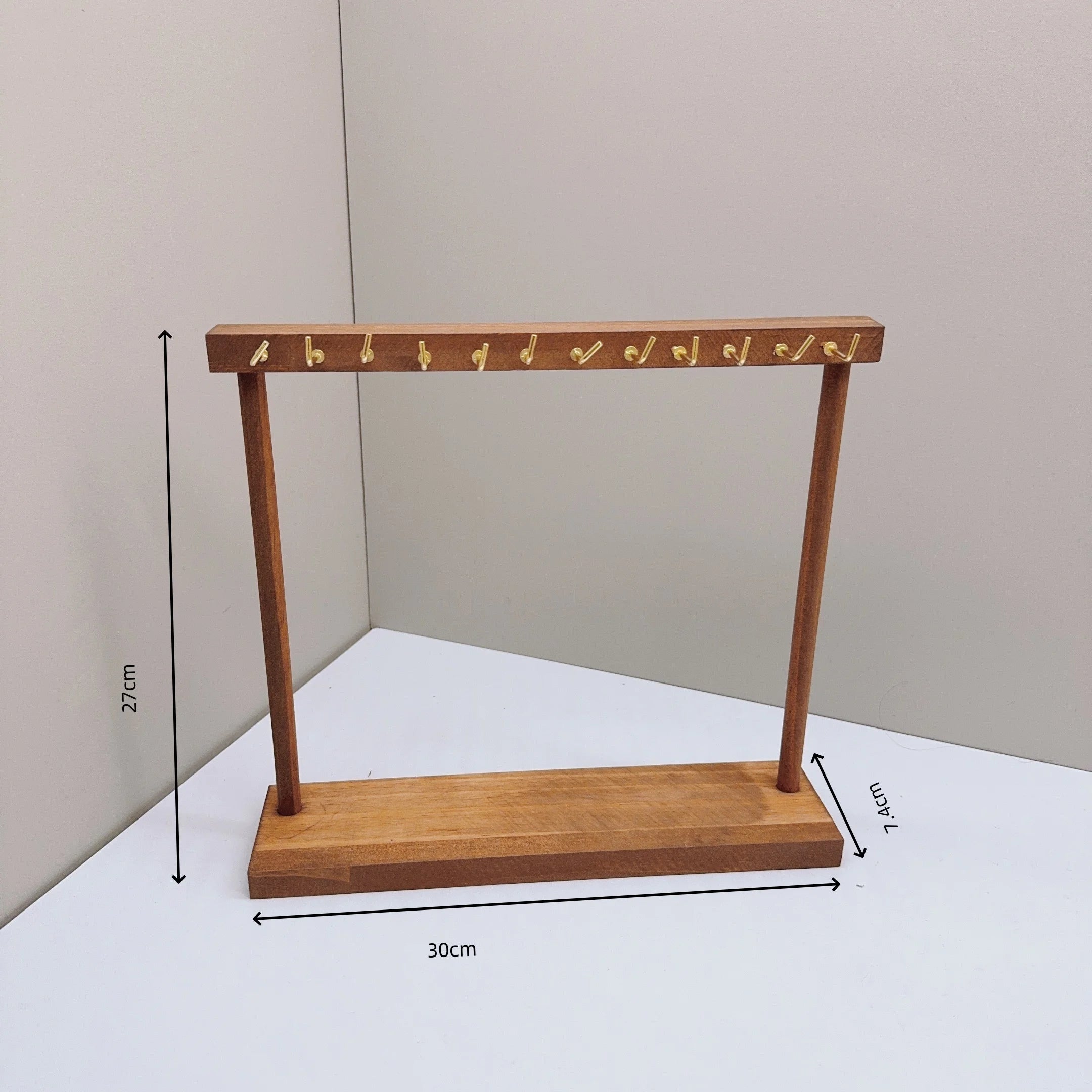 12/18 Hook Jewelry Organizer Display Stand Wood Necklace Hanging Countertop Rack For Earrings Bracelets Showcase Storage Rack