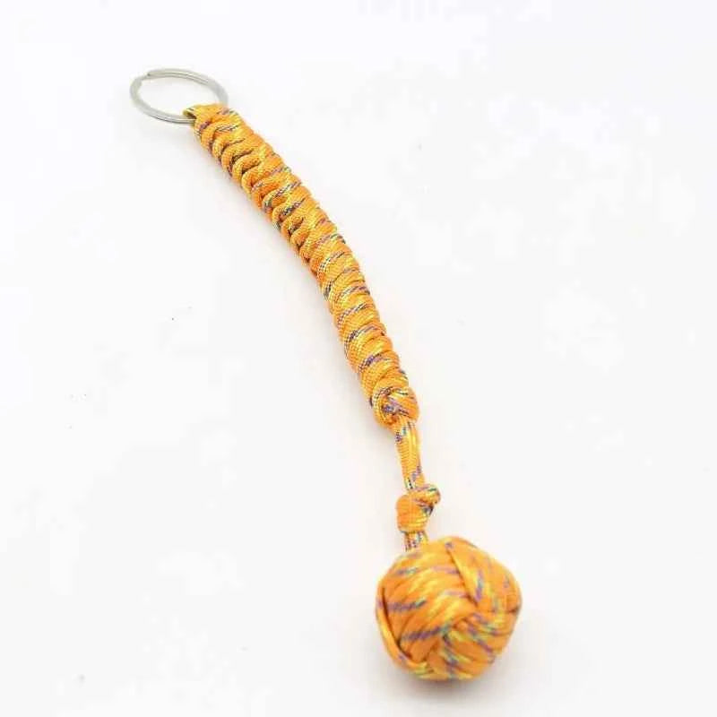 Emergency Escape Parachute Rope Woven Steel Ball Self-defense Ball Hand Woven Multifunctional Parachute Rope Woven Keychain