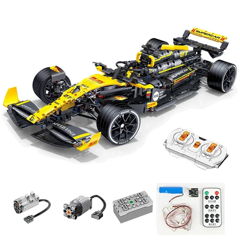 MOC Technical JKC7205 Racing 1:8 Racing Driver 27 Building Block Remote Control Lighting Racing Renault F1 Toy Kids Gift