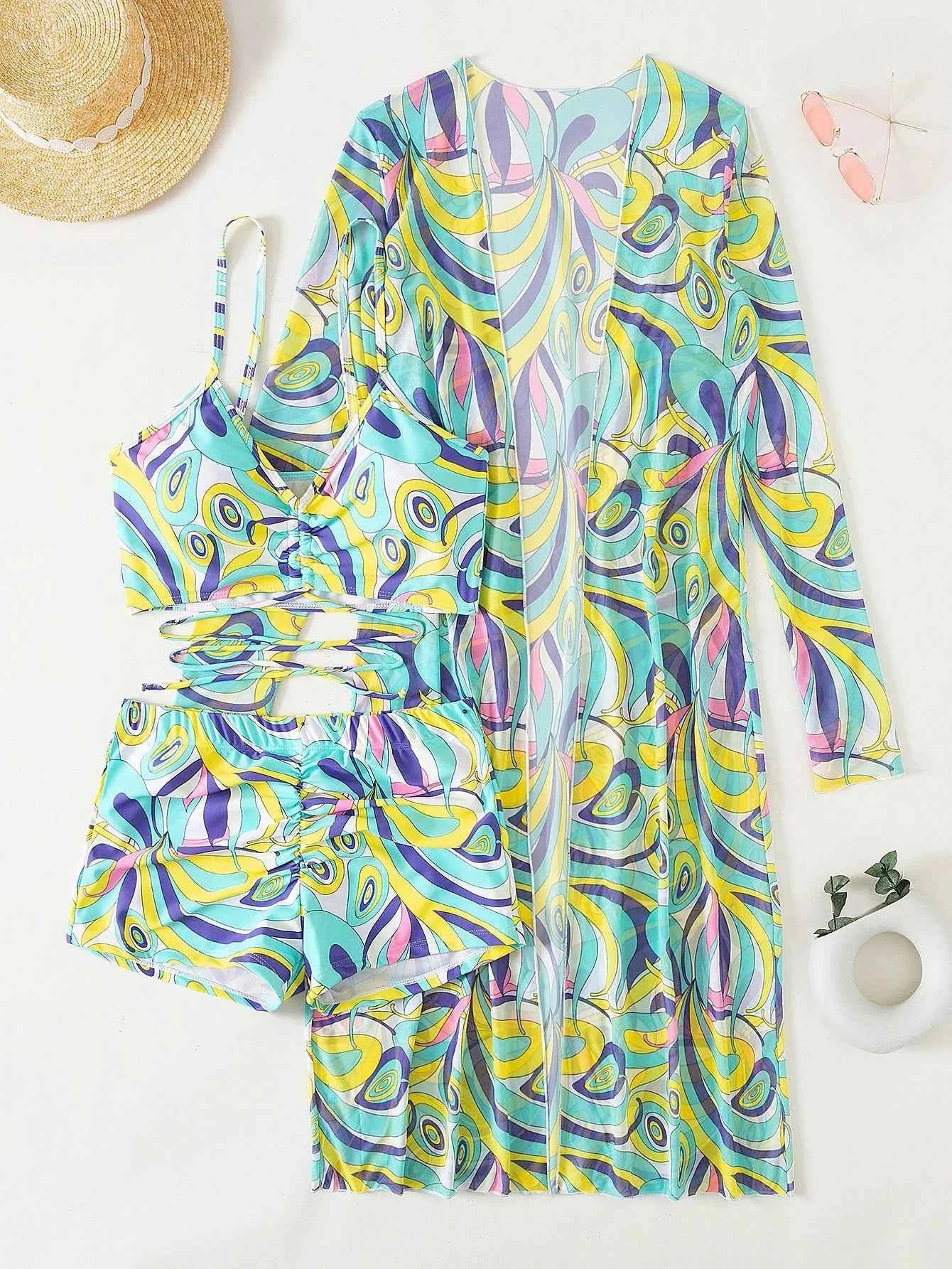 Sexy Print Bikini 2026 Women High Waist Swimsuit Cover Up Swimwear Female Lady Bathing Suit Swimming Summer Beachwear