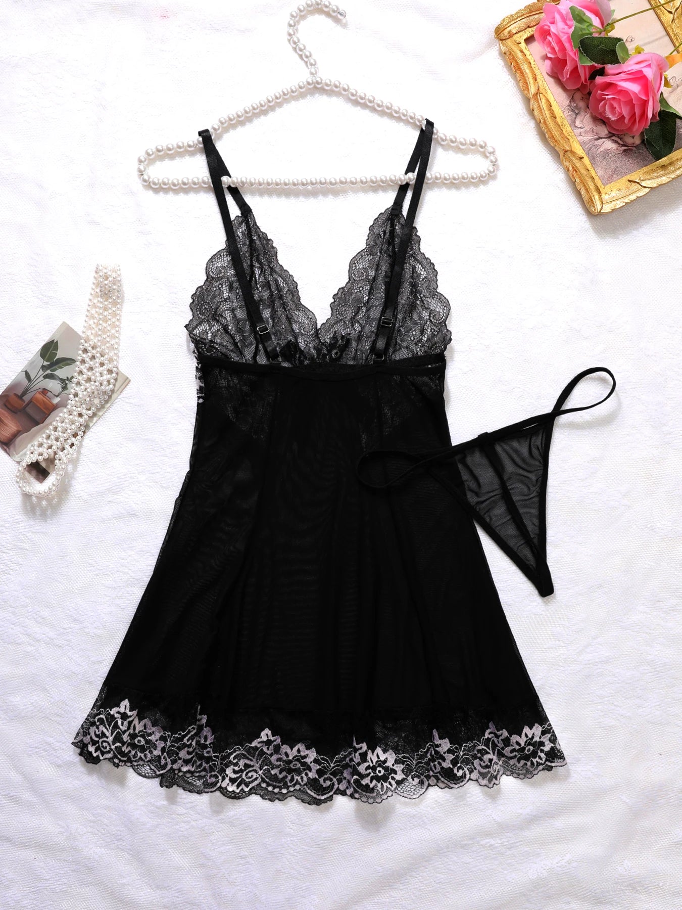 Sleeveless Sexy Solid Slip Nightdress Contrast Lace Round Neck Backless Sleep Mini Dress Women's Sleepwear Dresses Lingеrie Set