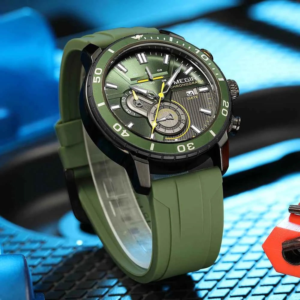 MEGIR Men Wristwatch Fashion Casual Quartz Date Watches Luxury Male Clock Chronograph Multifunctional 30M Waterproof Sport