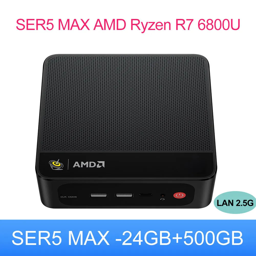 Beelink Ryzen 7 SER5 MAX 6800U SER5 MAX 7735HS 6800U Mini PC AMD DDR4 24GB RAM 500GB 24G1T SSD WiFi6 4K Desktop Computer