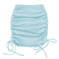 Woman Summer Mini Skirts Solid Color Cotton Folds Ladies Knitting Thread Side Draw String Elastic Sexy Skirts Womens WSL4321