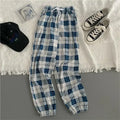 2024 New Fashion Casual Pants for Women Korean Loose Black Plaid Summer Harajuku Harem Long Pants Streetwear Trousers Chic