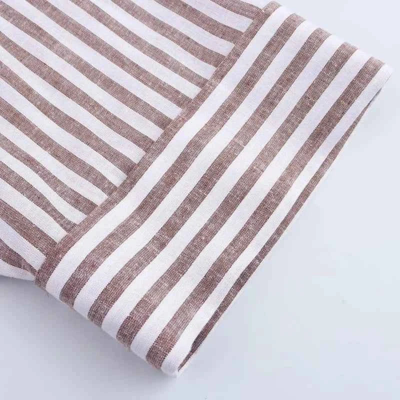 HXAO Women's Shirt Oversized Blouse Summer Shirt & Blouse Yellow Pink White Striped Shirt Elegant Large Size Long Sleeve Shirts