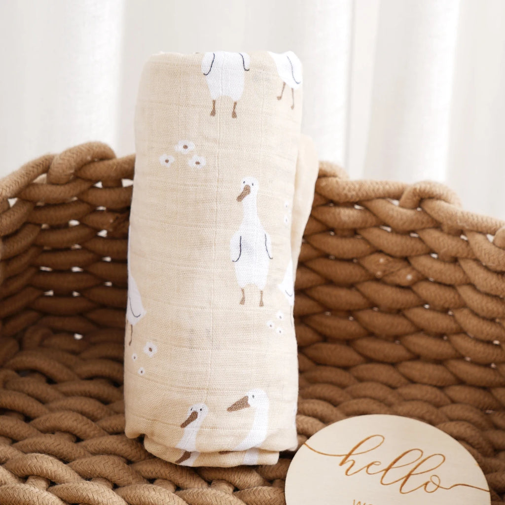 120x110cm Bamboo Cotton Baby Muslin Swaddle Blanket Cute Soft Print Baby Towel Wrap