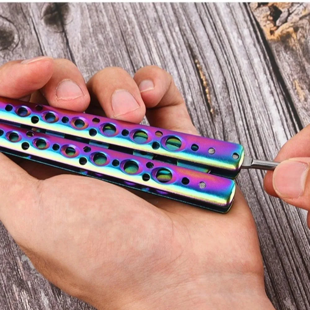 Foldable Butterfly Knife Trainer Stainless Steel Portable Training Tool Cosplay Accessories Practice Knifes for Outdoor Games
