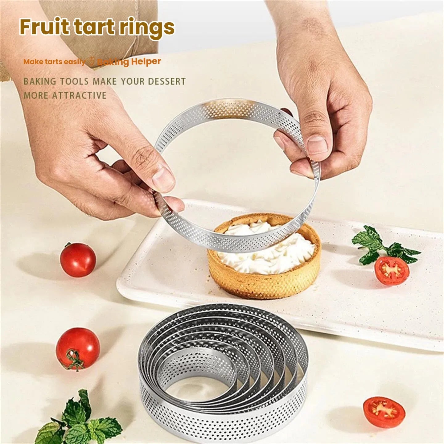 304 Stainless Steel Perforated Round Tart Mold, French Flan Ring Baking Mold With Holes, Breathable Baking Tool For Pastry