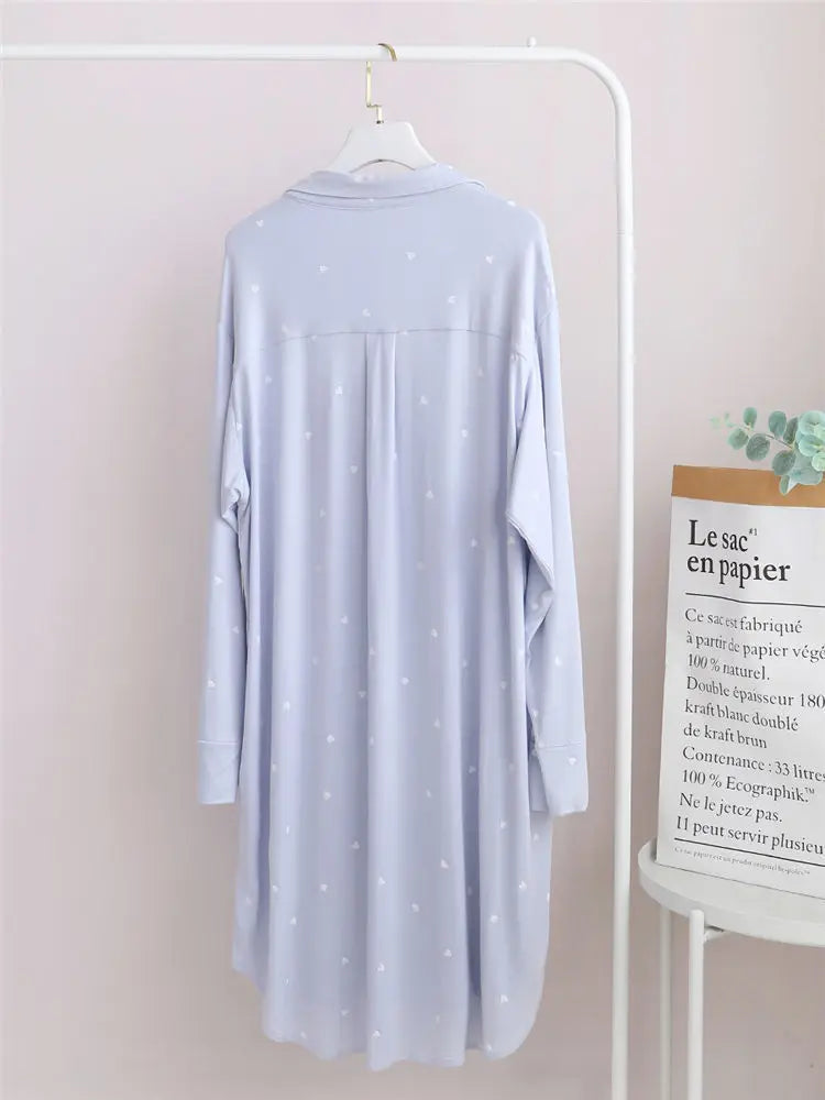 Nightgowns Women Sleepwear Baggy M-3XL Sweet Girlish Japanese Style Kawaii Clothes Home Cozy Designer Minimalist Pockets Print