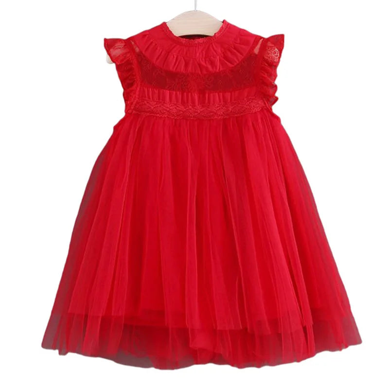 Bohemia Summer Dress For Girls Tulle Lace Sleeveless Princess Flower Girls Wedding Birthday Ball Gown Party Dresses Clothes