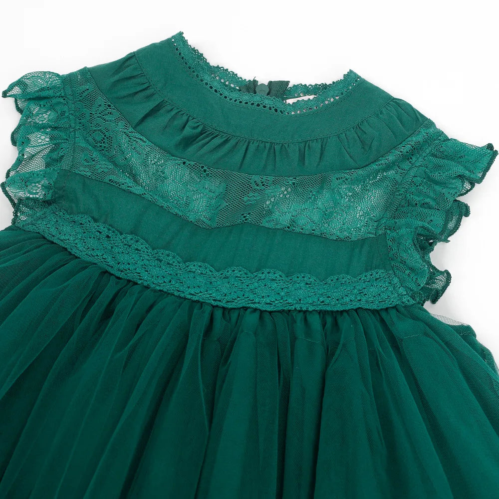 Bohemia Summer Dress For Girls Tulle Lace Sleeveless Princess Flower Girls Wedding Birthday Ball Gown Party Dresses Clothes