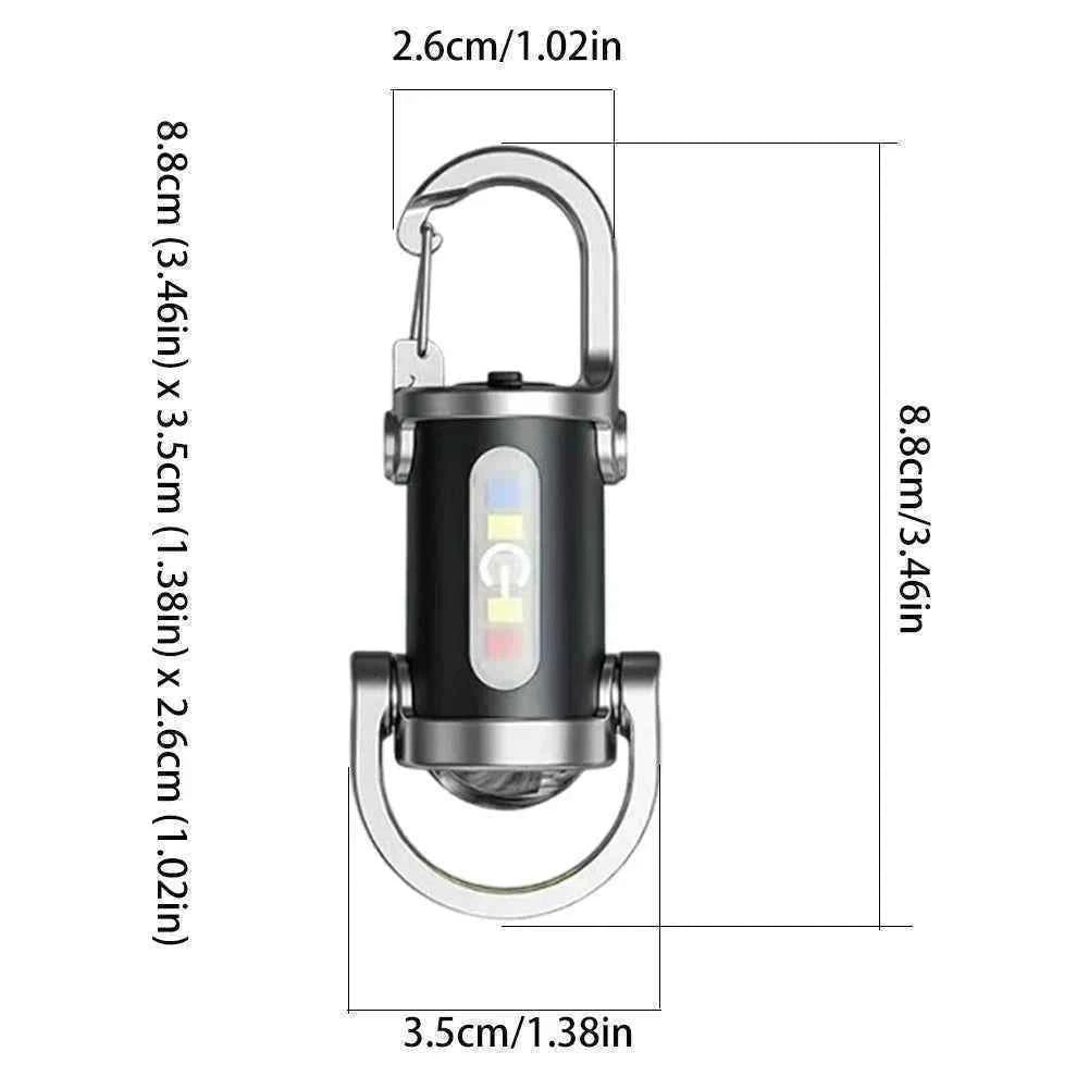 COB LED Keychain Flashlight Multifunctional Pocket Flashlight USB Rechargeable Portable Keychain Torch for Camping Hiking