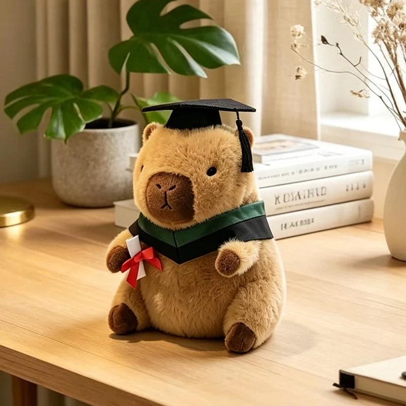 23cm Cute Graduation Capybara Plush Doll Doctor Cap Bear Animal Plush Stuffed Home Party Decor Gift For Kids Graduation Gifts