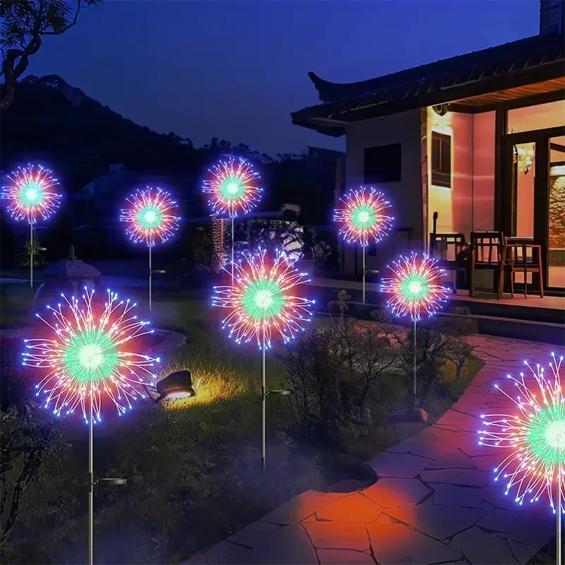 90/120LEDs Solar Garden Lights Solar Firework Lights Solar Lights Outdoor for Pathway Party Wedding Decorative Christmas