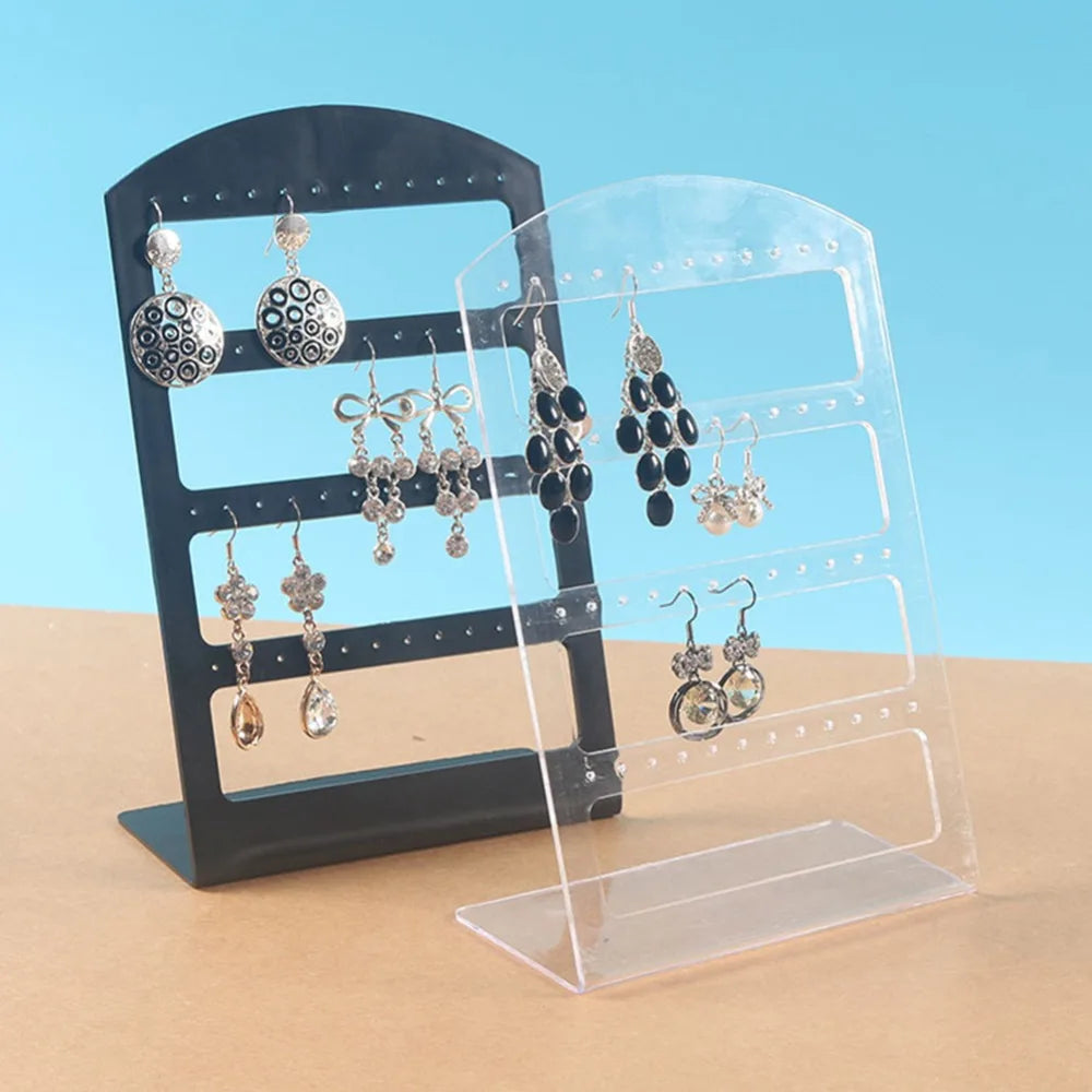 48 Holes Jewelry Organizer Stand Black Plastic Earring Holder Pesentoir Fashion Dangle Earrings Display For Women Rack Etagere