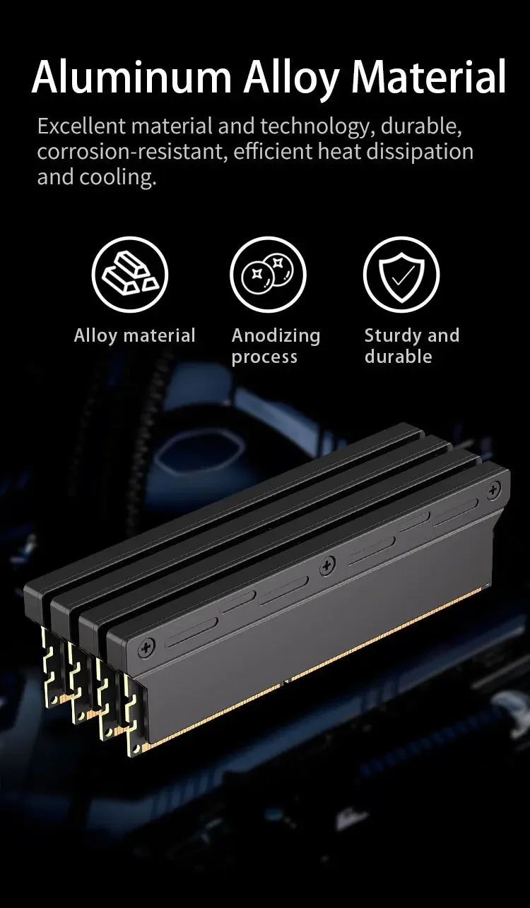 Computer RAM Memory Heatsink Cooler with Thermal Conductive Pad for Desktop PC Memory DDR2/DDR3/DDR4/DDR5