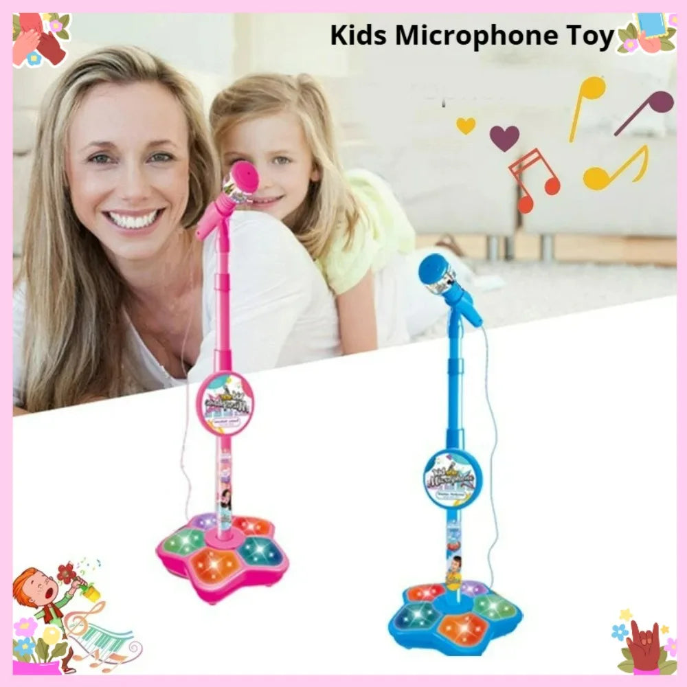 Kids Microphone with Stand Karaoke Song Machine Music Instrument Toys Brain-Training Educational Toys Birthday Gift for Girl Boy