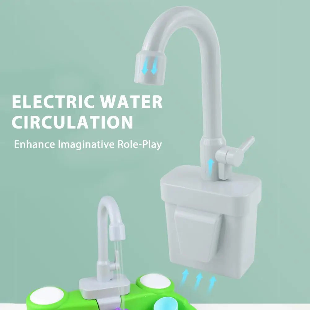 Kids Electric Faucet Toy with Circulating Water System Realistic Simulation Kitchen Sink Tap Toy for Pretend Play Kitchen Play