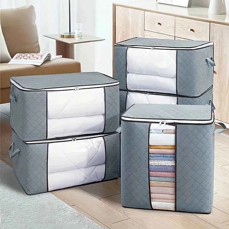 Extra Large Handle Storage Bag - Portable Clothing and Quilt Organizing Bag with Window, Durable Polyester Material, Suitable fo