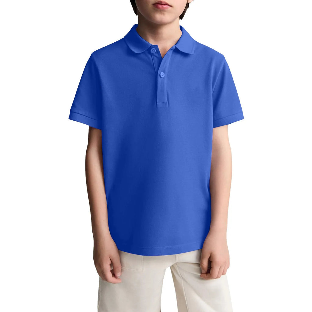 Polo Shirts Kids Basic Simple School Student Uniforms Class Uniforms Cultural Shirts Quick-Drying Turn-Down Collar for 6-11years