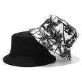 Unisex Reversible Double Sided Black Coconut Tree Printed Fisherman Caps Bucket Hats Men Women Outdoor Travel Visor Hiking Hat