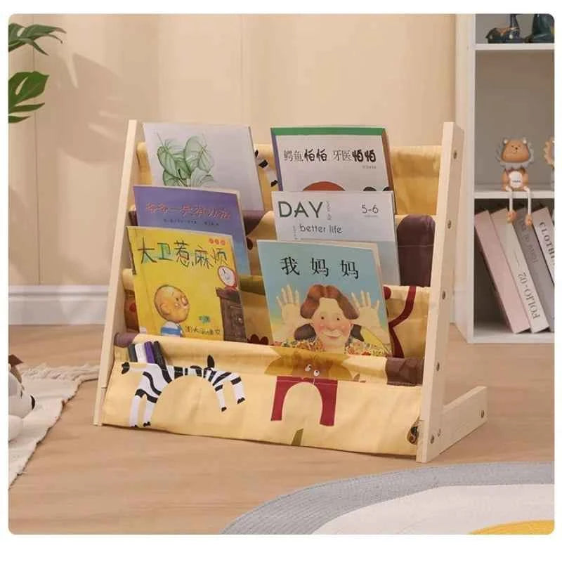 Home Multitier Solid Wood Reading Bookshelf Removable Floor Storage Bookshelf Children's Picture Book Organizer Storage Bookcase