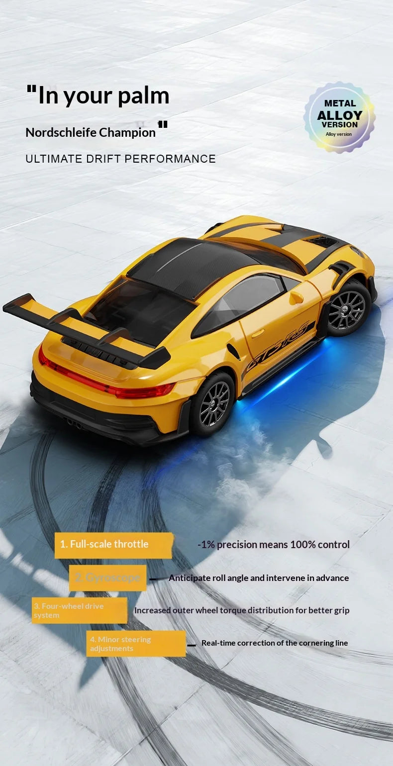Mini Alloy RC Car 1:43 High-Speed Drifting Sports Car Boys Toy Four-Wheel Drive Simulation Race Car Remote Control Vehicle