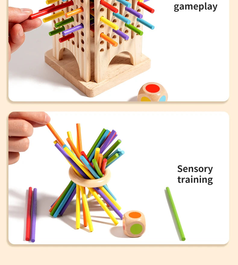 Parent child interactive wooden stick children's two person battle spatial thinking training puzzle toy