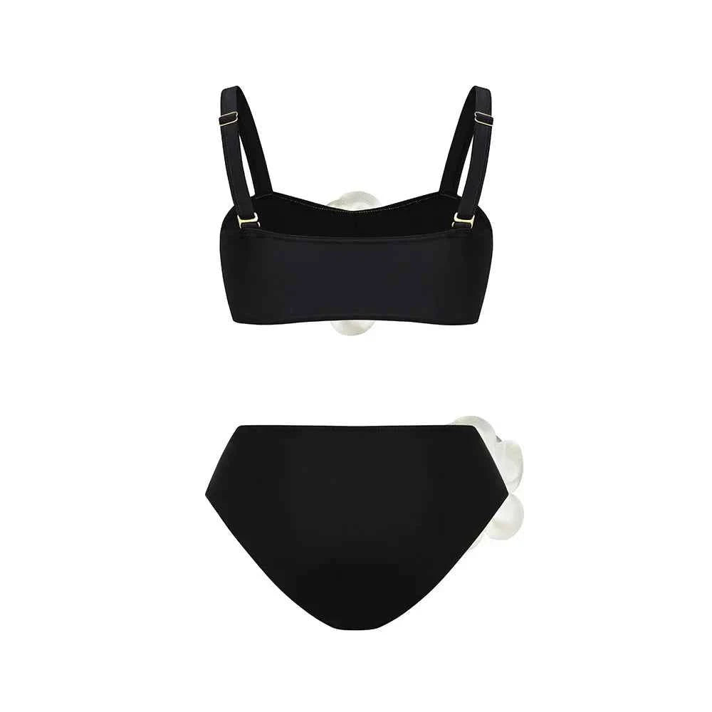 2026 New Sexy White 3D Flower Solid Two Piece Push Up Bikini Set Luxury Swimwear Women Swimsuit Beachwear Summer Bathing Suit