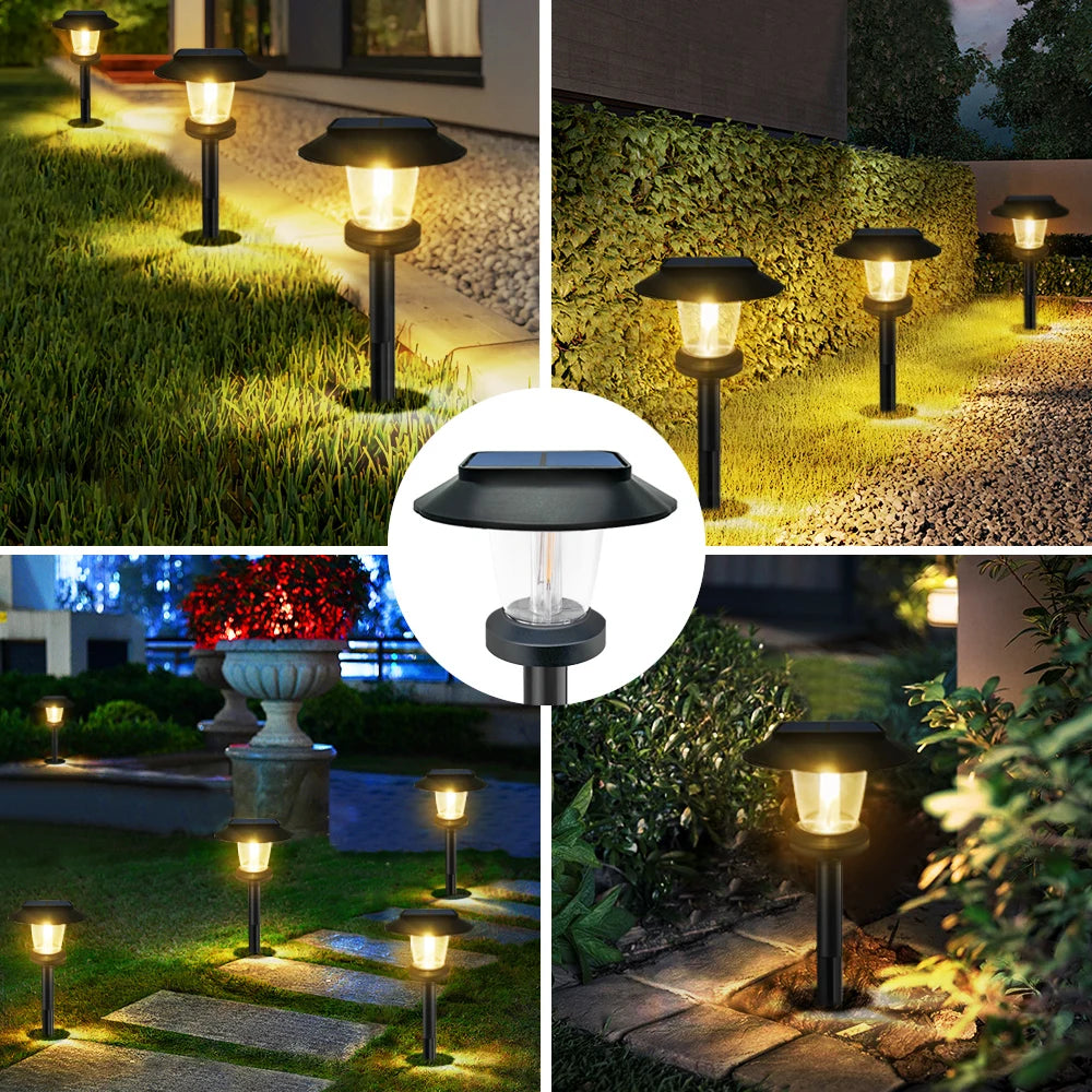 LED Bright Solar Landscape Pathway Lighting Outdoor Waterproof 3 Modes Solar Garden Lights for Yard Path Walkway Lawn Decoration