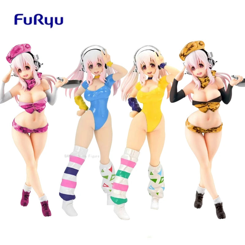 In Stock 100% Original Genuine FuRyu 18cm Super Sonico PVC Anime Collection Cute Models Doll Collectible Toys Birthday Gift