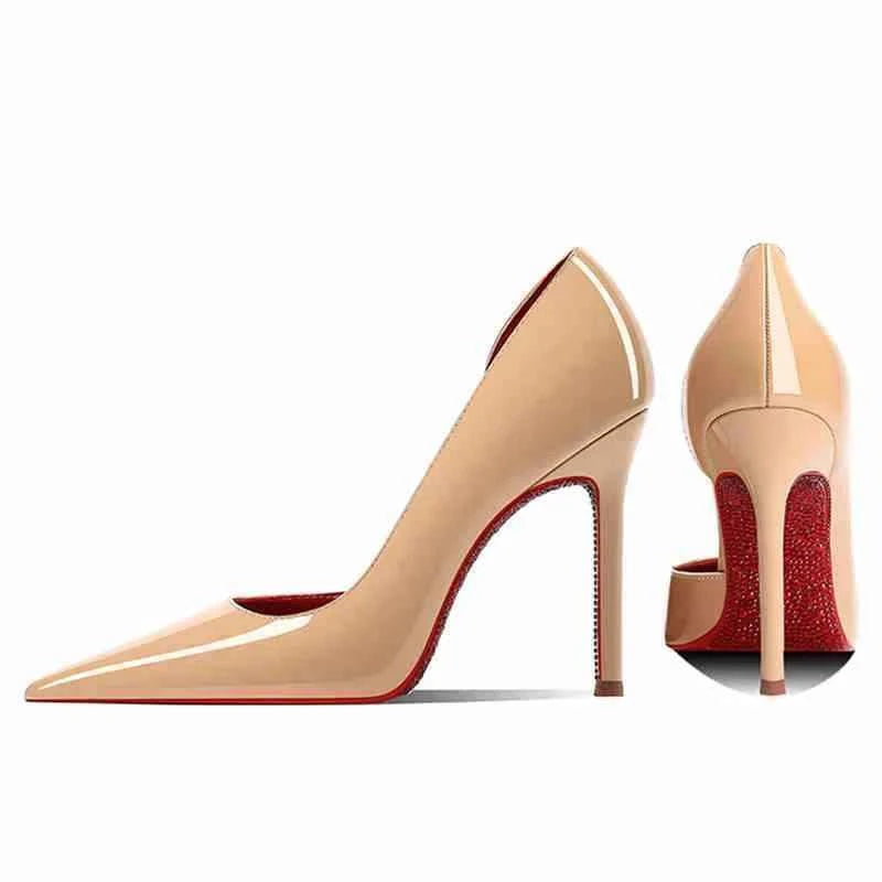 Women's heels 2025 New Luxury Brand Pumps Red Bottom Pointed Toe Rhinestone High Heels Elegant Stiletto Party Prom Ladies Shoes