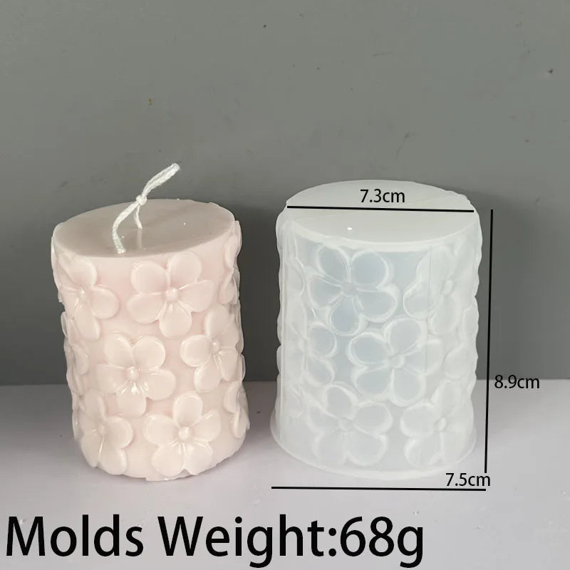 Flower Butterfly Columnar Silicone Candle Mold DIY Waves Soap Resin Plaster Making Tool Geometry Chocolate Mould Home Decor Gift