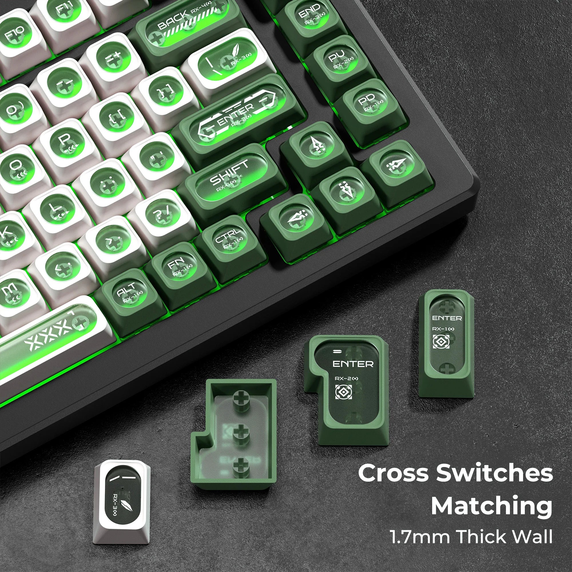 XVX White Shine Through Cats eye MAX Profile Dye-Sub PBT Keycap Set 136-Key