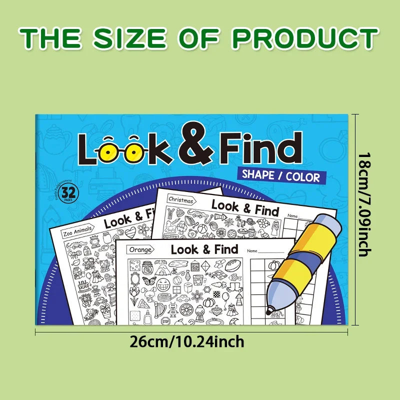 Kids Hidden Object Coloring Book Look&Find Activity Workbook Educational Puzzle Book for Visual Perception Focus and Attention