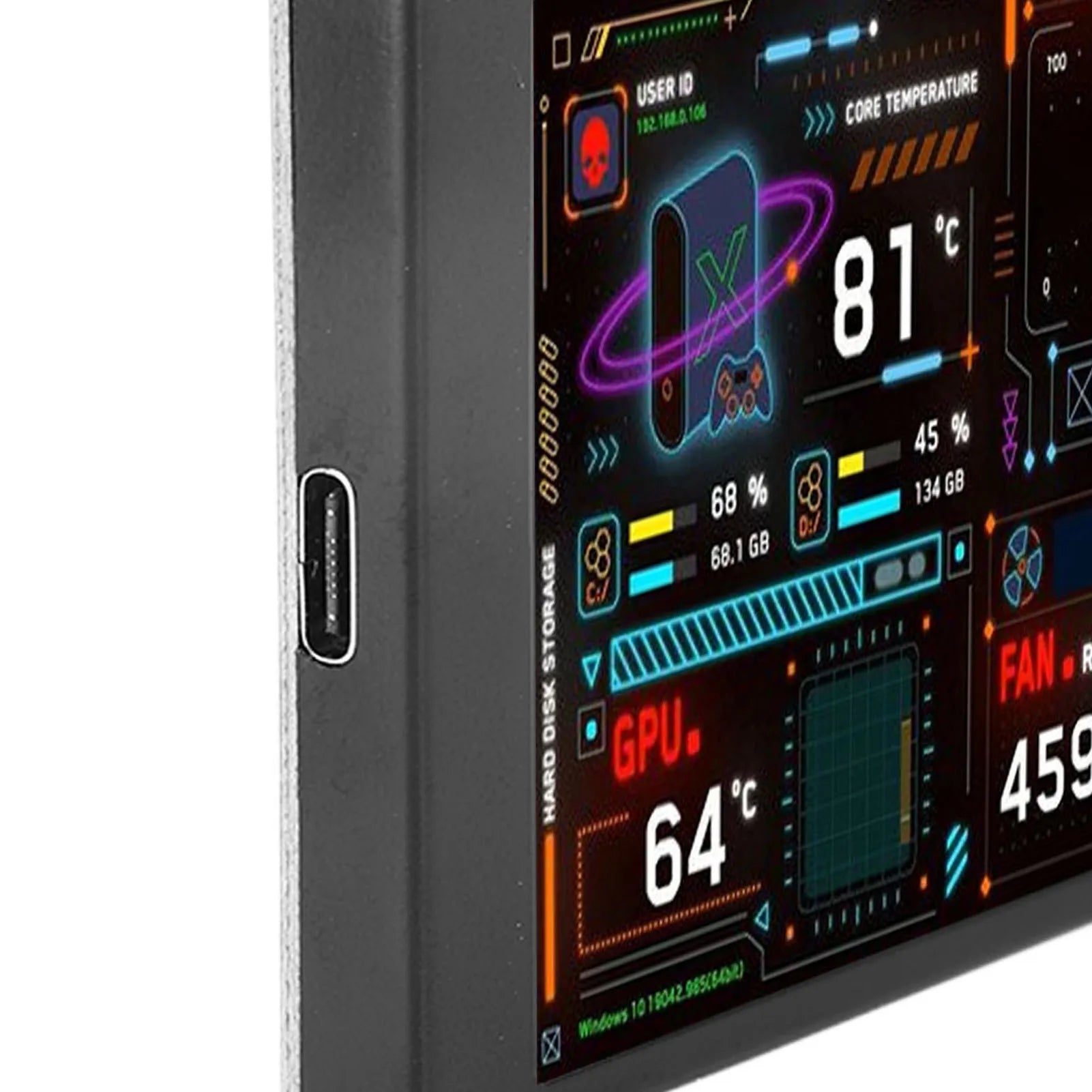 3.5in Computer Temp Monitor Dual USB Port IPS Mini Display CPU Data Monitor with Visual Theme Editor for GPU RAM HDD
