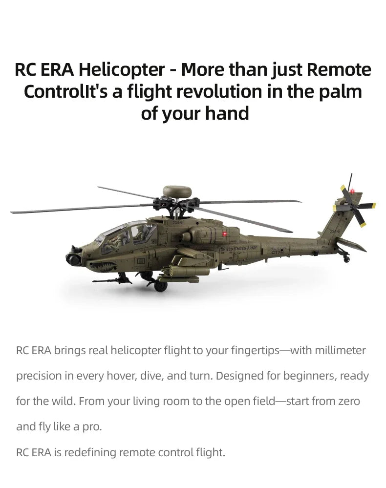 NEW RC ERA C170 RC Helicopter 6CH Optical Flow Positioning Apache Brushless Stunt Armed RC Helicopter Model One-key Inverted Toy