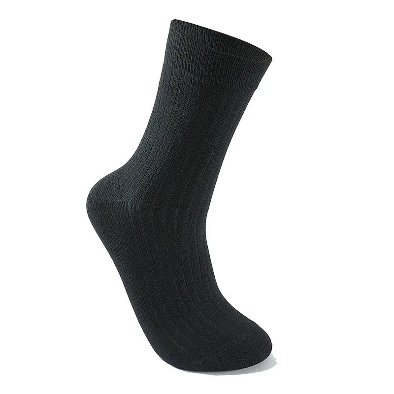 5 Pairs Socks Men's Mid-tube Sweat Absorption Business Sports Black Solid Color Stockings Autumn Winter Double Needle Breathable