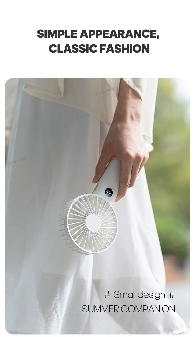 New Handheld Personal Fan Portable Mini USB Hand Fan 3600mAh Rechargeable Mini Fan with Stepless Speed Control Display Nightligh