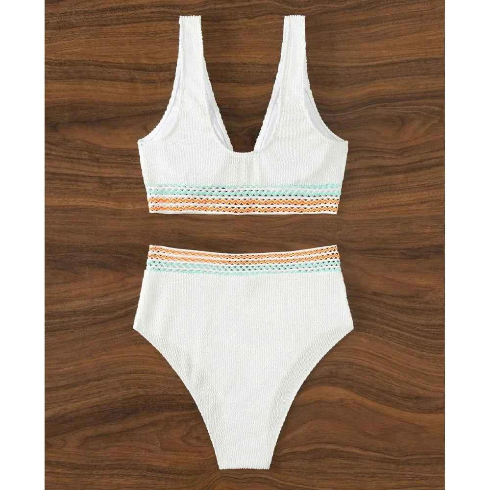 VigoBreviya 2026 White Strapped Swimwear Women Sexy High Waist Cut Bikini Push Up Swimsuit Backless Summer Beach Bathing Suit