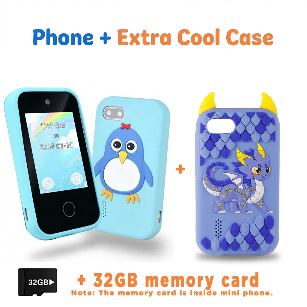 Kids Learning Phone for Girls & Boys 2.8" Touchscreen Dual Camera, Games, Video Player with 32GB SD Card Christmas Birthday Gift