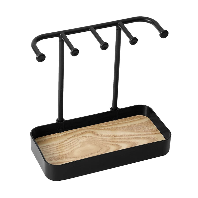 Jewelry Organizer Display Stand Rack With Wooden Tray For Earrings Bracelet Necklaces Rings Storage Hanging Organizer Holder