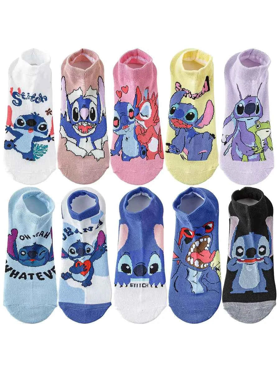 10Pairs Disney socks Cartoon Anime Socks for Men Women Hip Hop Street Fashion Novelty short boat Socks