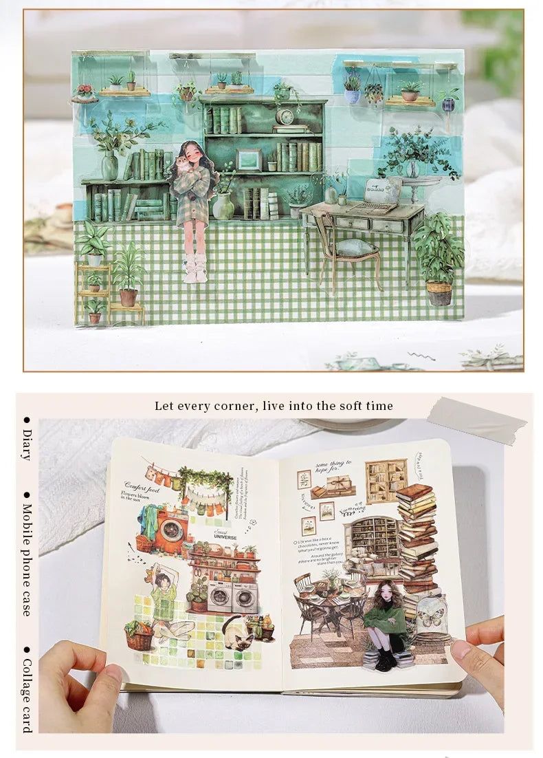 Homely Aesthetics 18 Exquisite Dual Material Die-Cut Stickers in 6 Home Decor Designs Soft  Time Series