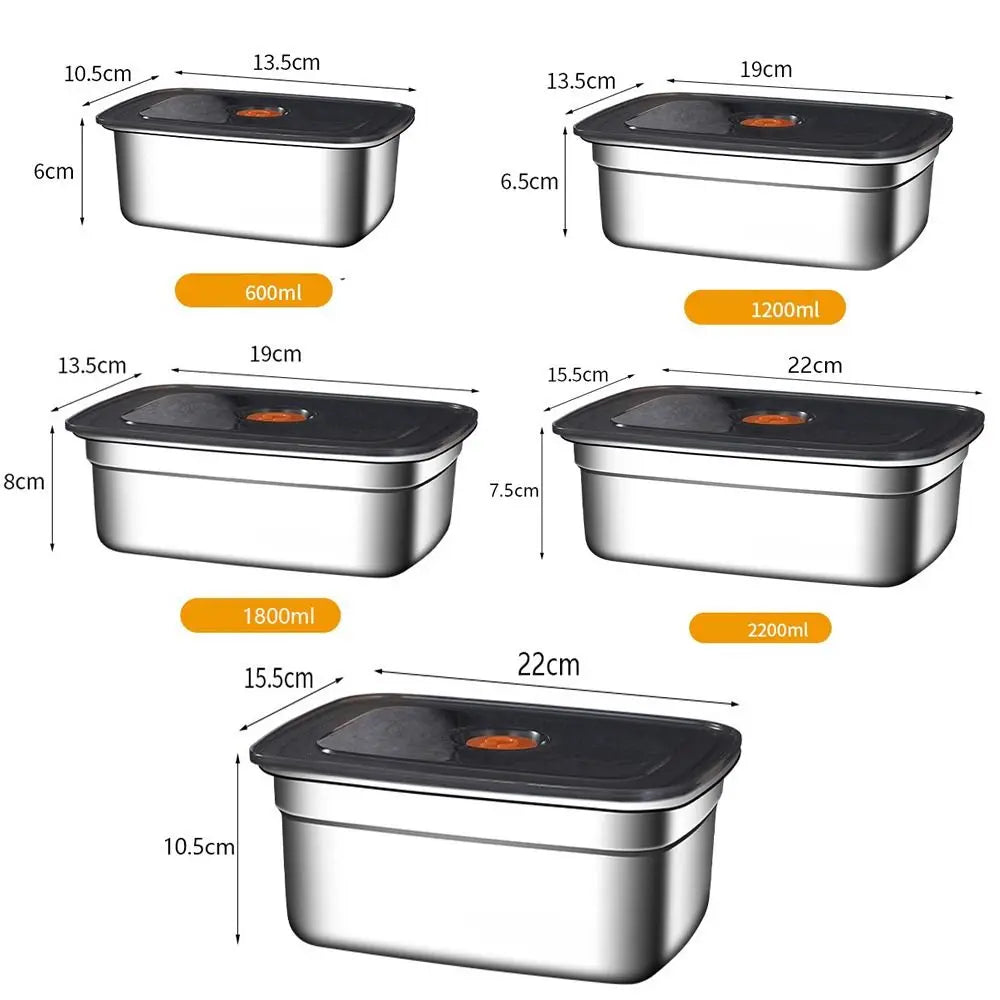 Stainless Steel Camping Lunch Box Sealed Microwave Suitable Bento Box Leak-proof Large Capacity Refrigerator Freezer Storage Box